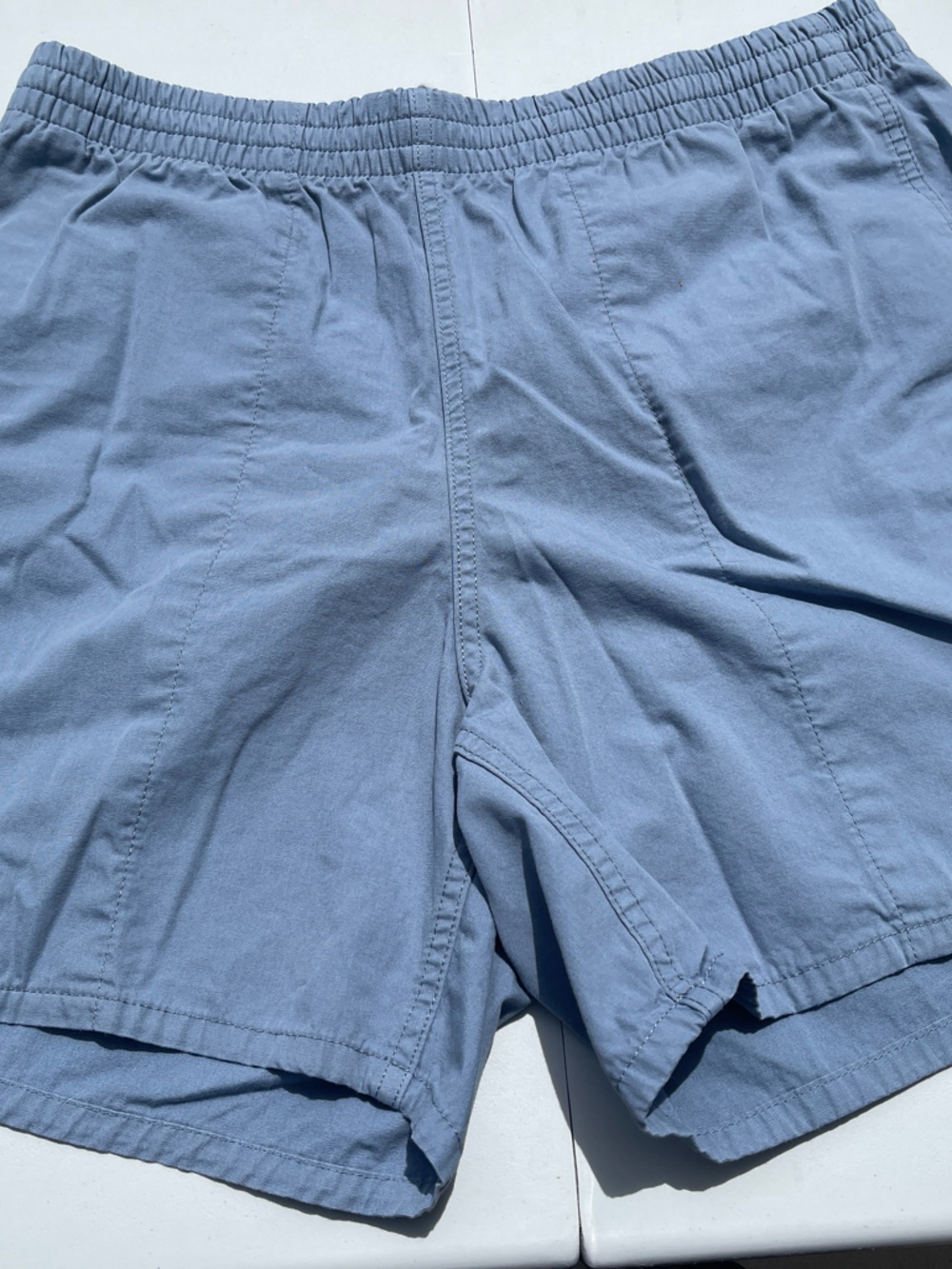 Patagonia Men's Light Blue Elastic Waist Shorts. 100% Cotton